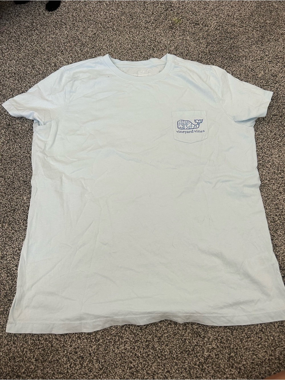 Vineyard Vines women’s  Light Blue Whale Pocket Tee